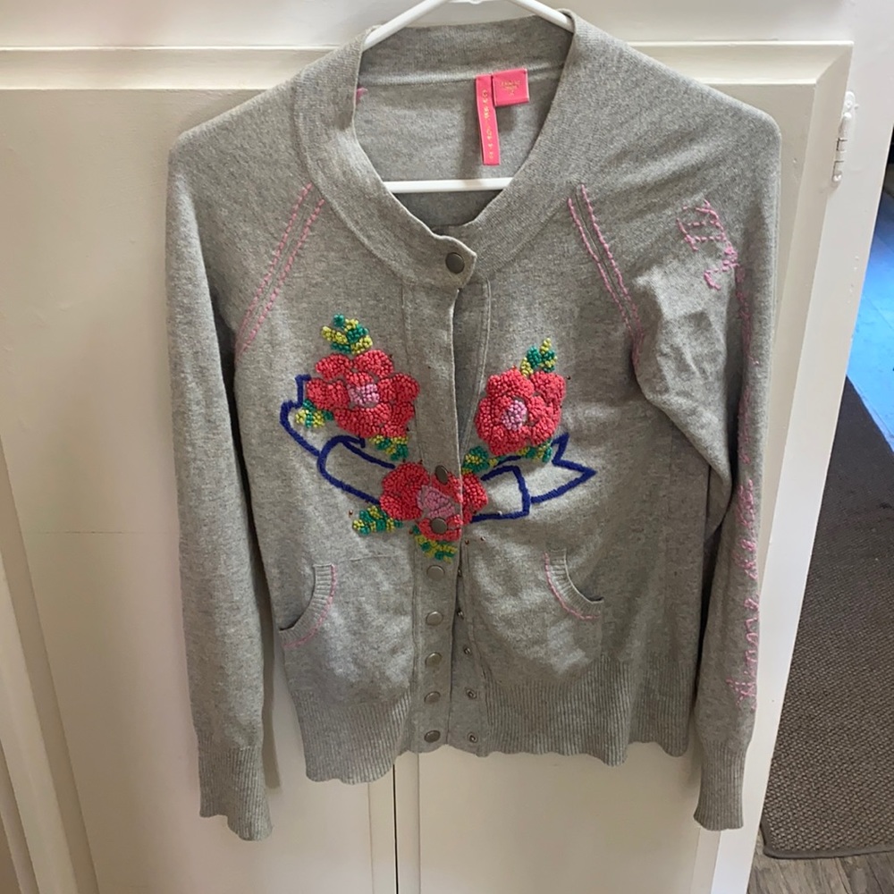 Embroidered sweater jacket cardigan